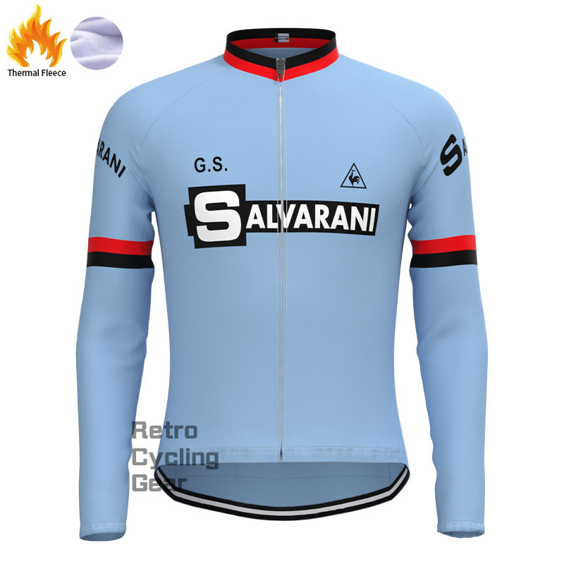 SALVARANI Blaue Fleece-Retro-Radsport-Sets