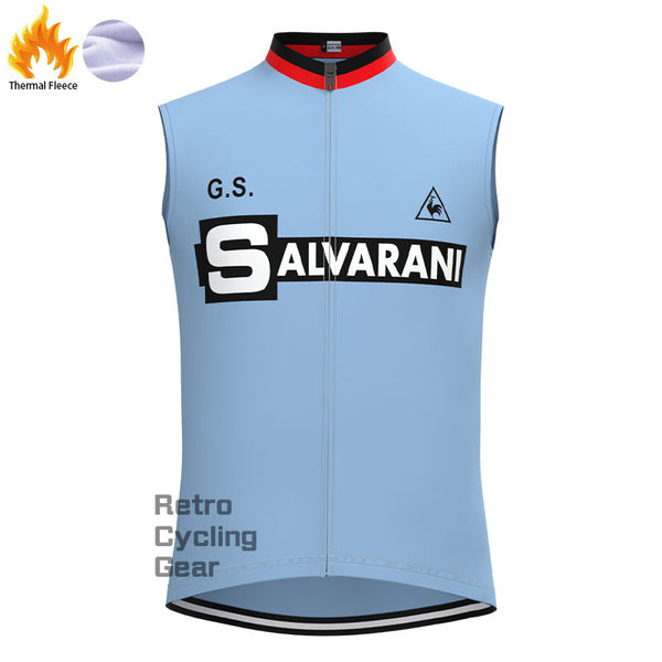 SALVARANI Blue Fleece Retro Cycling Vest