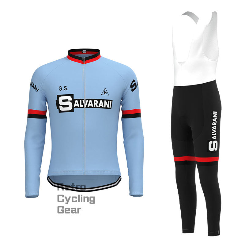 SALVARANI Blue Retro Long Sleeve Cycling Kit