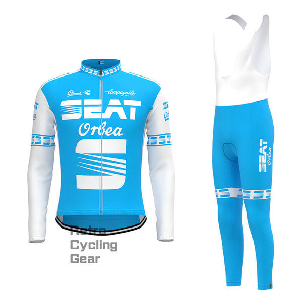 SEAT Blue Retro Long Sleeve Cycling Kit