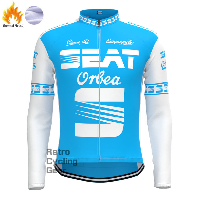 SEAT Blue Fleece Retro Long Sleeves Jerseys