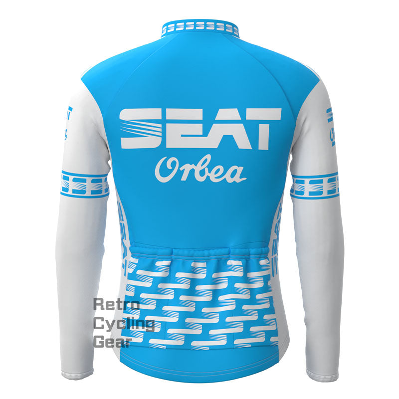 SEAT Blue Fleece Retro Long Sleeves Jerseys