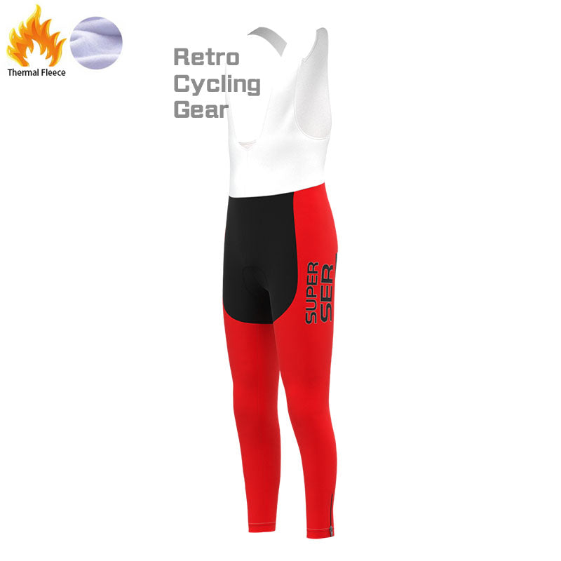 SER weiß-rote Fleece-Retro-Radsport-Sets