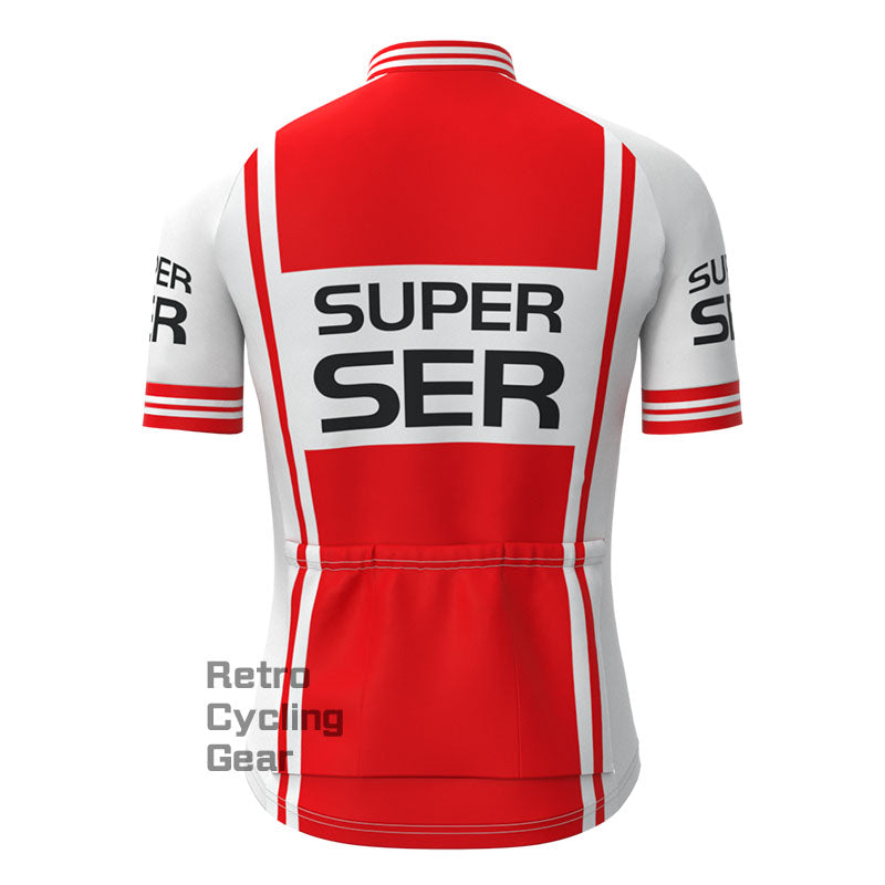 SER Weiß-Rotes Retro-Kurzarm-Radsport-Set