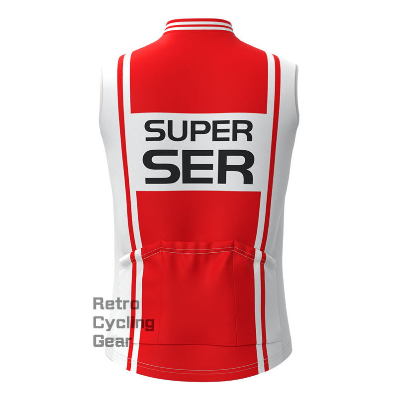 SER White-Red Fleece Retro Cycling Vest