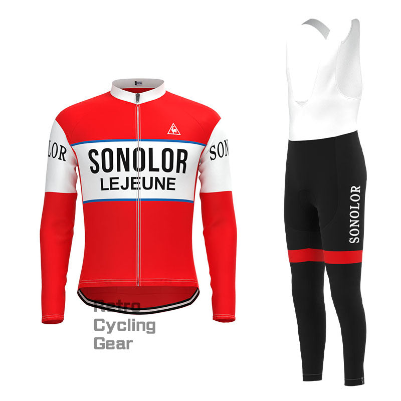 SONOLOR Red-White Retro Long Sleeve Cycling Kit