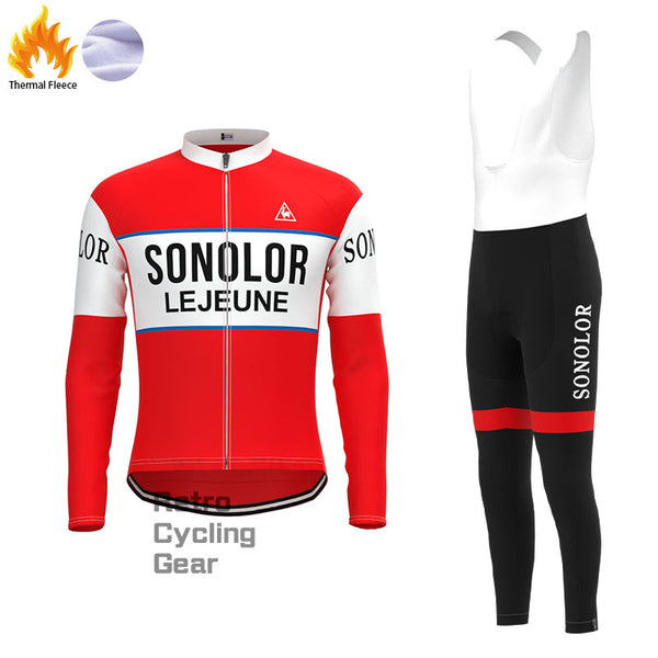 SONOLOR Red-White Fleece Retro Cycling Kits
