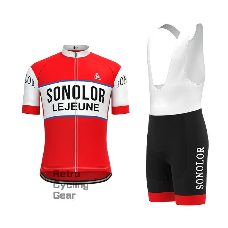 SONOLOR Red-White Retro Short Sleeve Cycling Kit