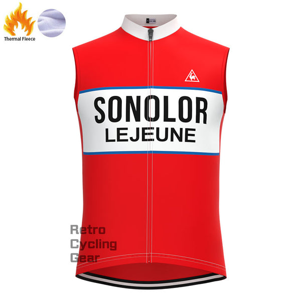 SONOLOR Red-White Fleece Retro Cycling Vest