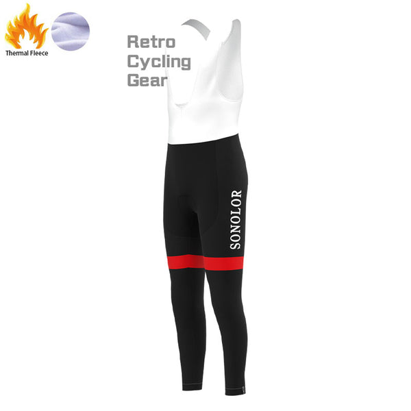 SONOLOR Red-White Fleece Retro Cycling Pants