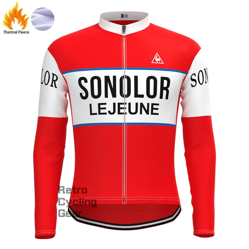 SONOLOR Red-White Fleece Retro Long Sleeves Jerseys