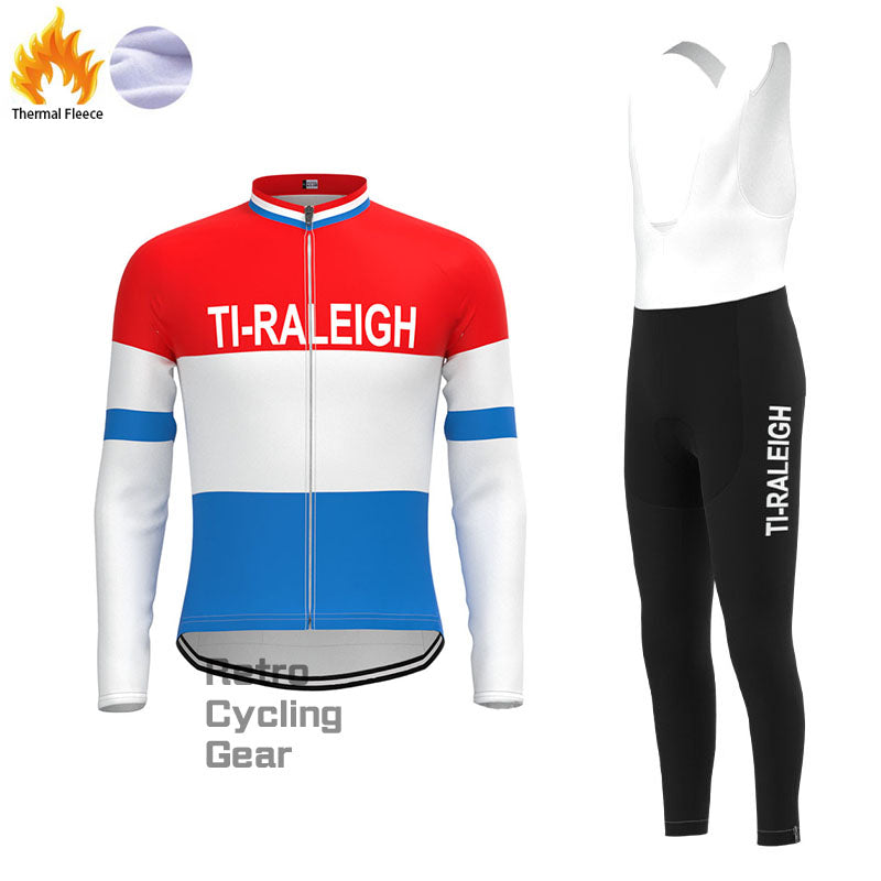 TI-Raleigh rot-blaue Fleece-Retro-Radsport-Sets