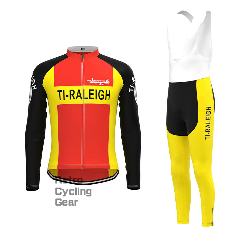 TI-Raleigh Rot-Gelbes Retro-Langarm-Radsport-Set