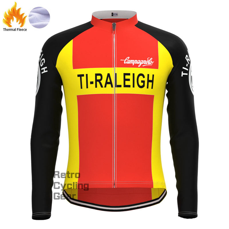 TI-Raleigh rot-gelbe Fleece-Retro-Langarmtrikots