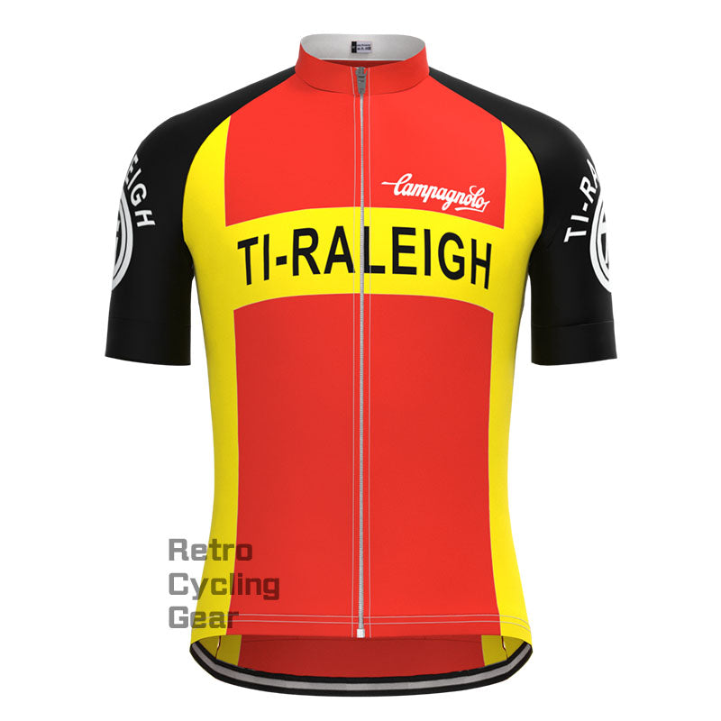 TI-Raleigh Rot-Gelbes Retro-Kurzarm-Radsport-Set