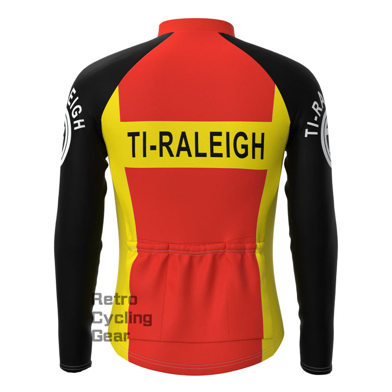 TI-Raleigh Red-Yellow Fleece Retro Long Sleeves Jerseys