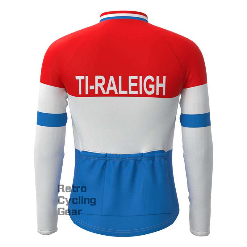 TI-Raleigh rot-blaue Fleece-Retro-Langarmtrikots