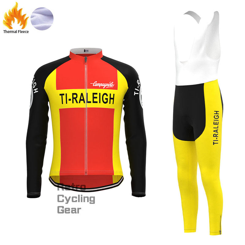 TI-Raleigh rot-gelbe Fleece-Retro-Radsport-Sets