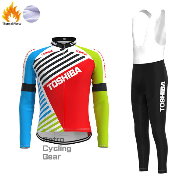 Toshiba Stripes Fleece Retro Cycling Kits