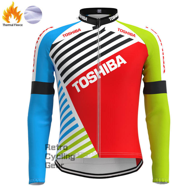 Toshiba Stripes Fleece Retro Long Sleeves Jerseys