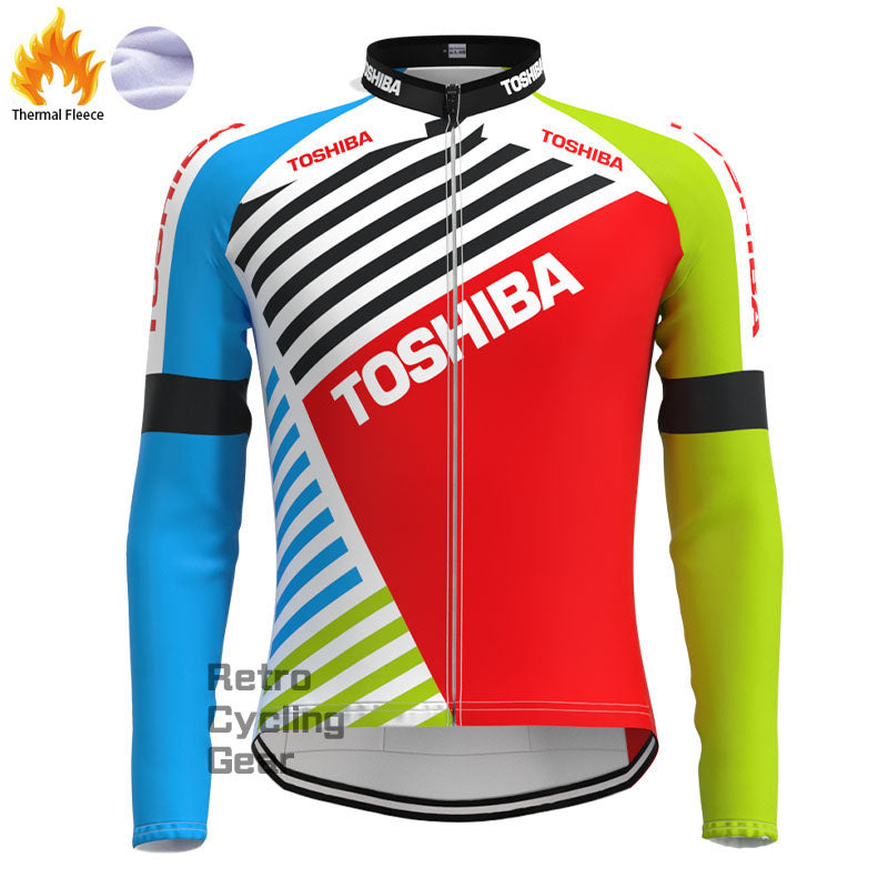 Toshiba Stripes Fleece Retro Cycling Kits