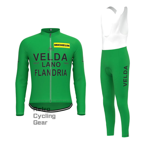 VELDA Green Retro Langarm-Fahrradset
