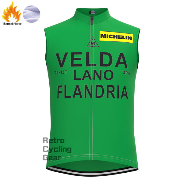 VELDA Green Fleece Retro Cycling Vest