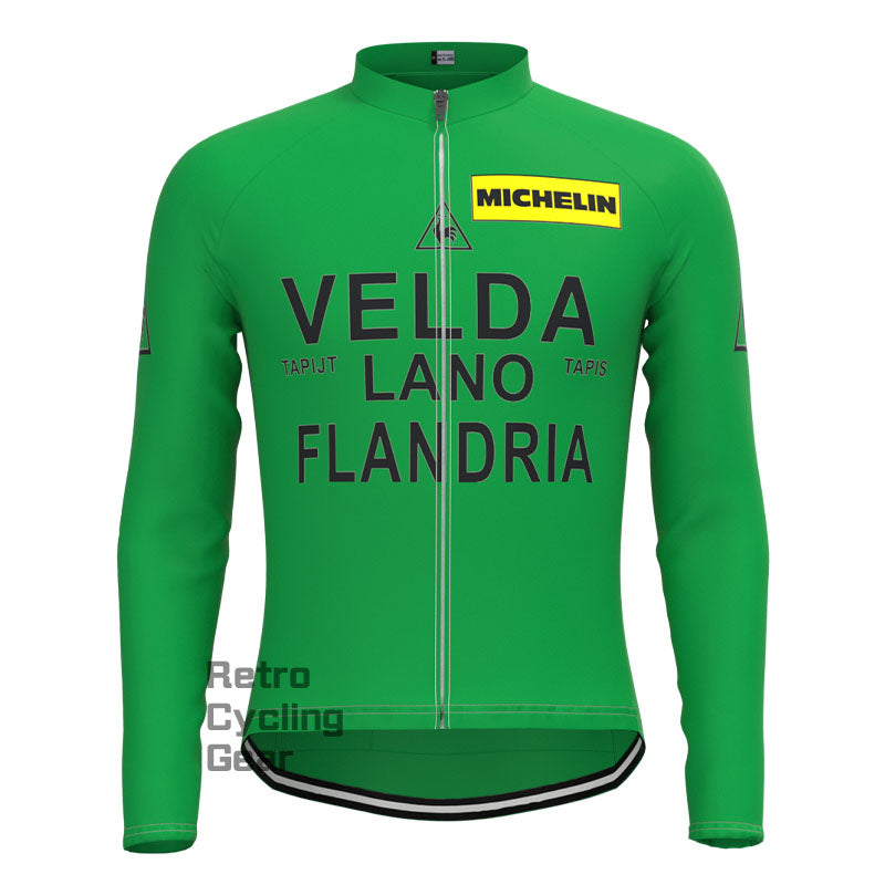 VELDA Grünes Retro-Langarmtrikot