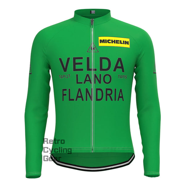 VELDA Green Retro Long Sleeves Jersey