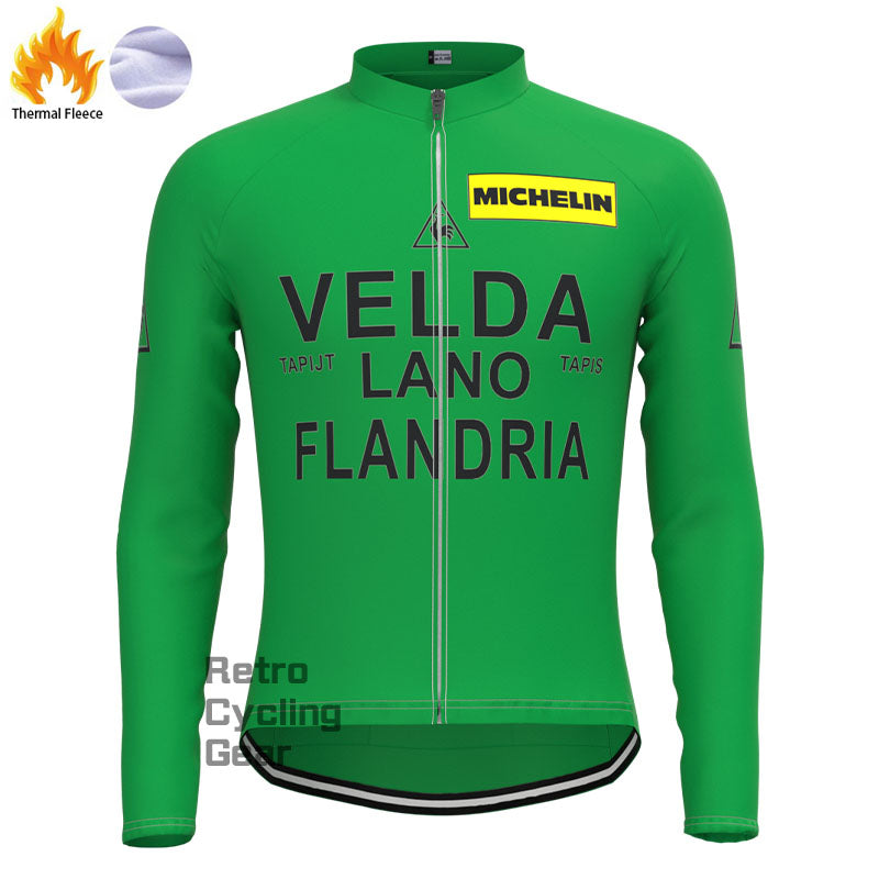 VELDA Retro-Langarmtrikots aus grünem Fleece