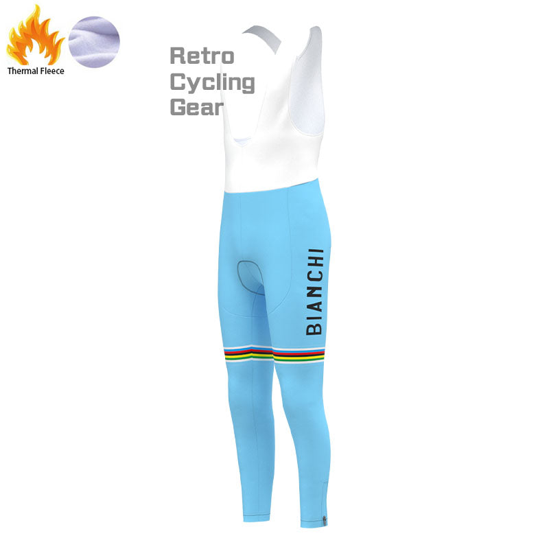 Bianchi Water Blue Fleece Retro Cycling Pants