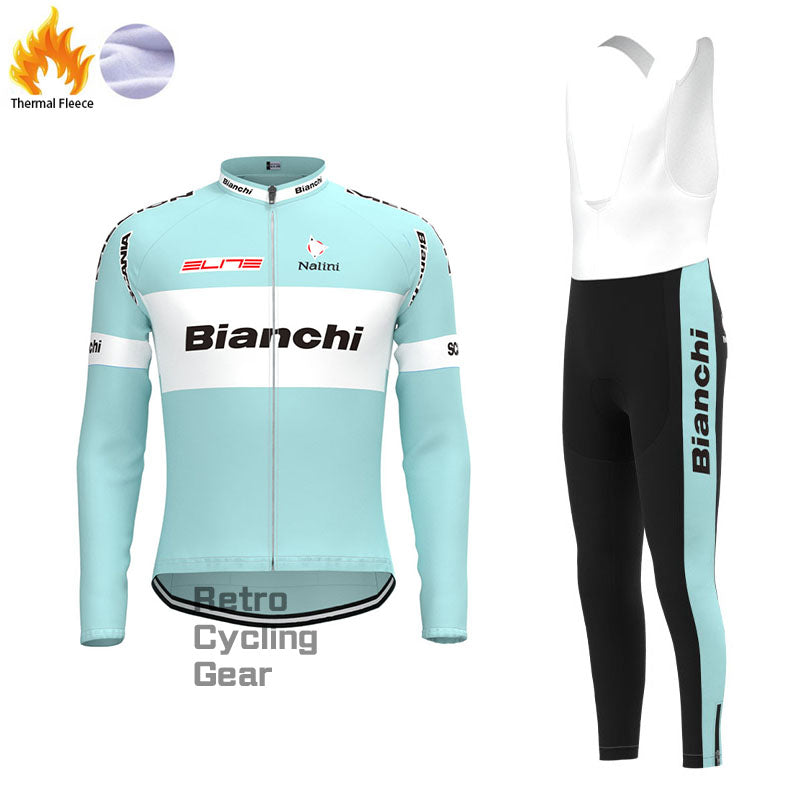 Bianchi Grey Green Fleece Retro-Radsport-Sets