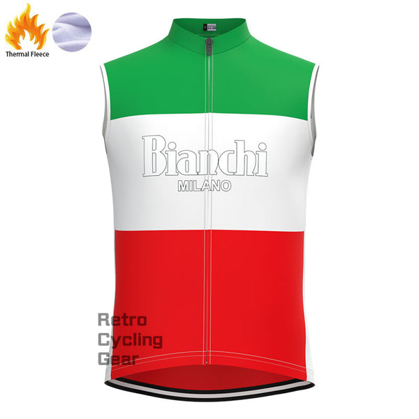 Bianchi Green red Fleece Retro Cycling Vest