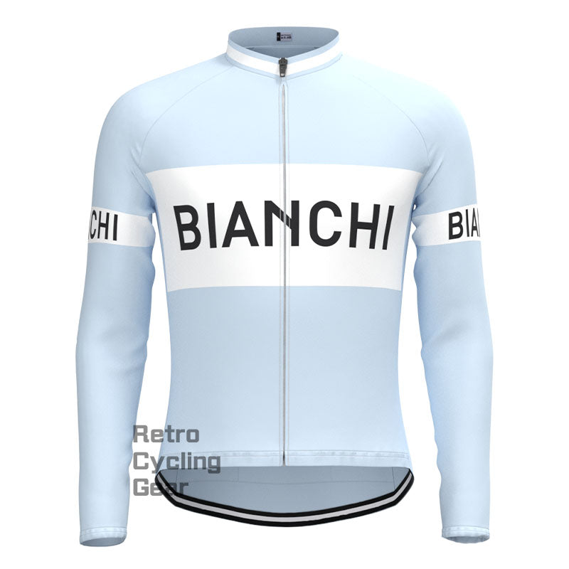 Bianchi Babyblaues Retro-Langarmtrikot