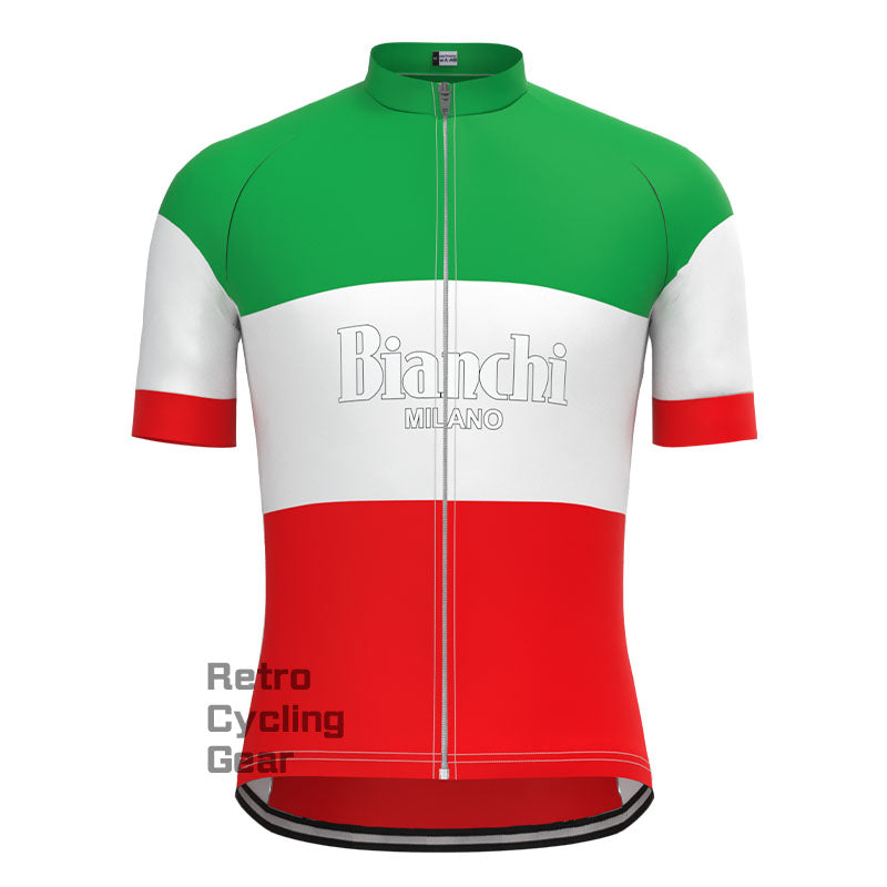 Bianchi Grün-rotes Retro-Kurzarm-Radsport-Set