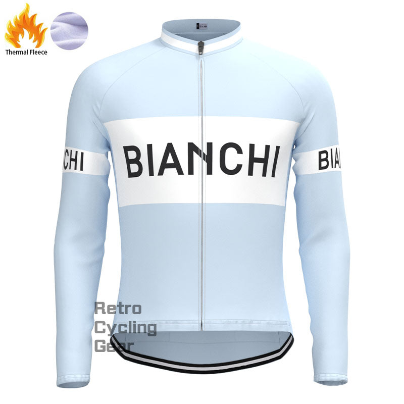 Bianchi babyblaue Fleece-Retro-Langarmtrikots