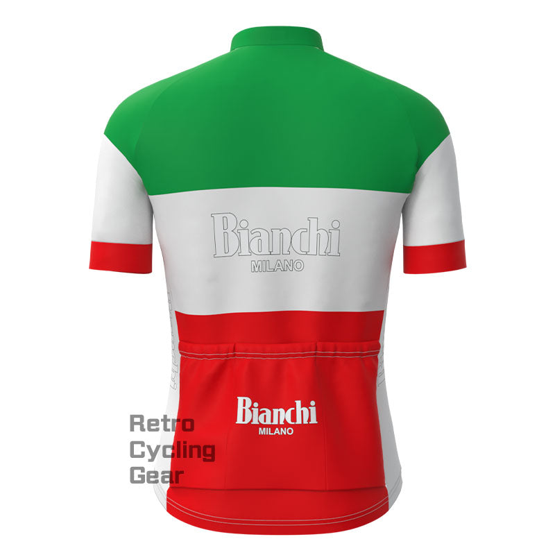 Bianchi Grün-rotes Retro-Trikot mit kurzen Ärmeln