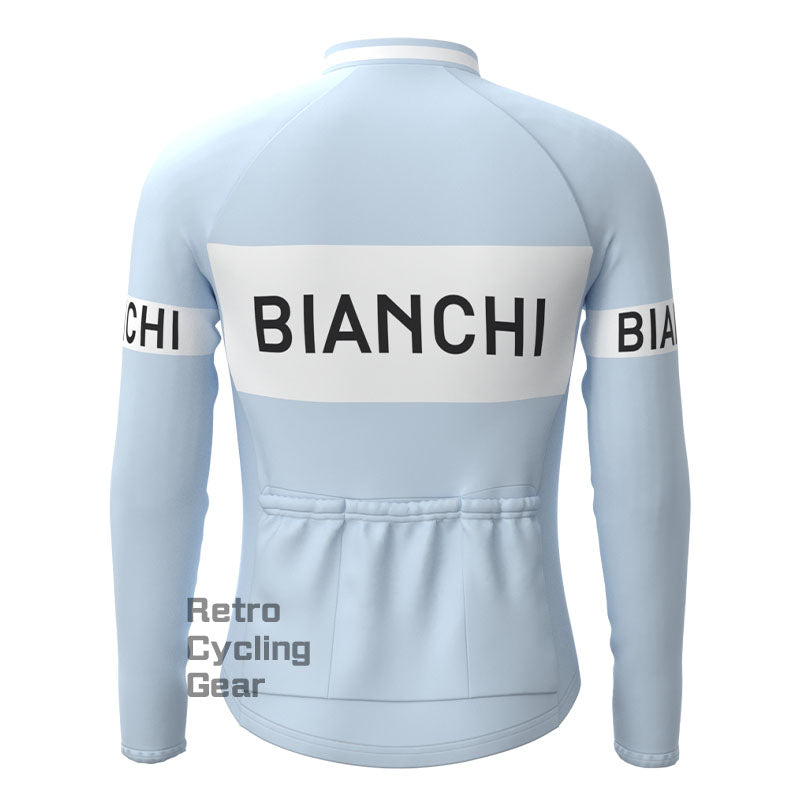 Bianchi babyblaue Fleece-Retro-Langarmtrikots