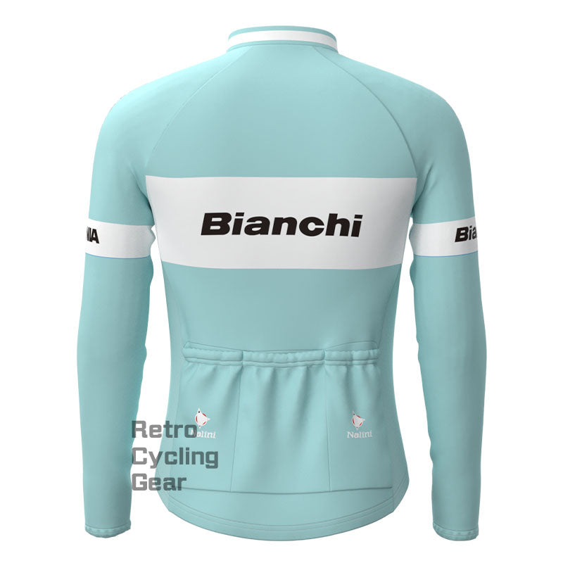 Bianchi Grey Green Fleece Retro Long Sleeves Jerseys
