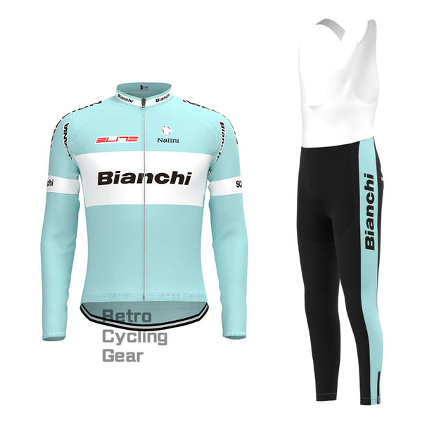 Bianchi Grau-Grünes Retro-Langarm-Radsport-Set