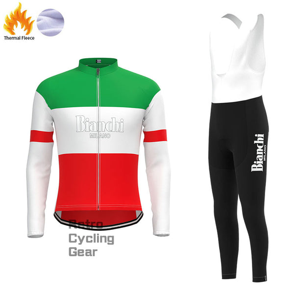 Bianchi Green red Fleece Retro Cycling Kits