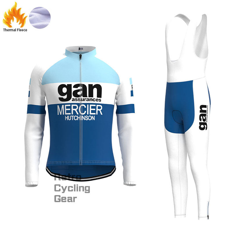 gan blaue Fleece-Retro-Radsport-Sets