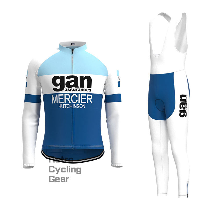 gan Blaues Retro-Langarm-Radsport-Set