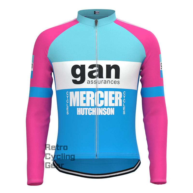 gan Blau-Rosa Retro-Langarmtrikot