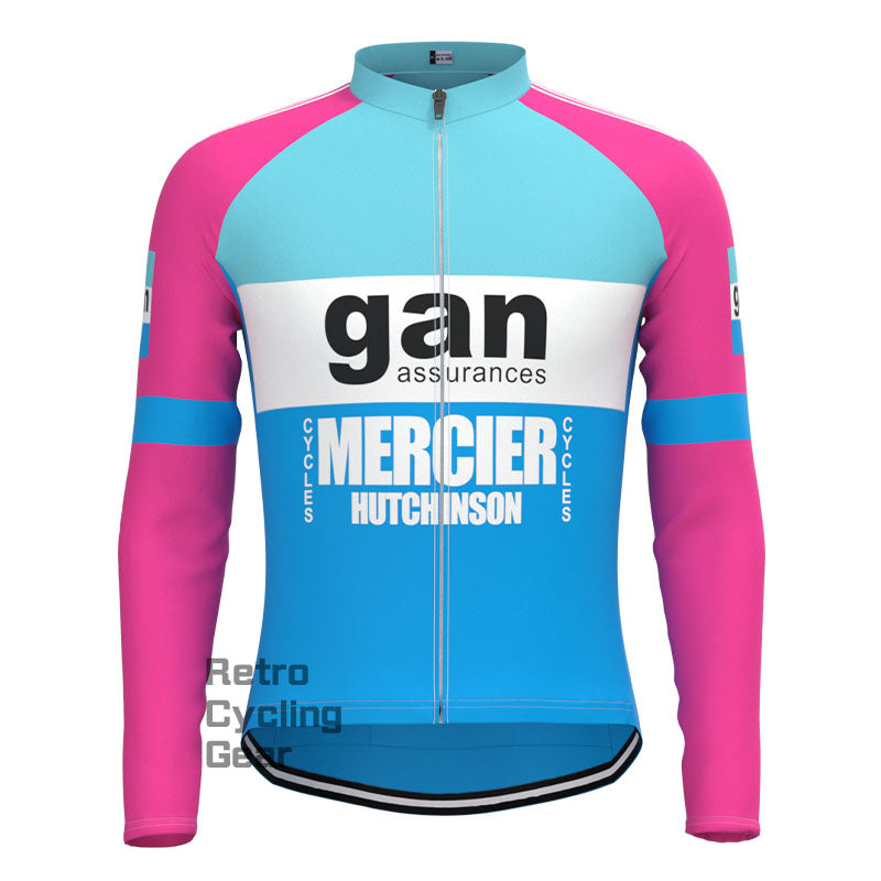 gan Blue-Pink Retro Long Sleeve Cycling Kit