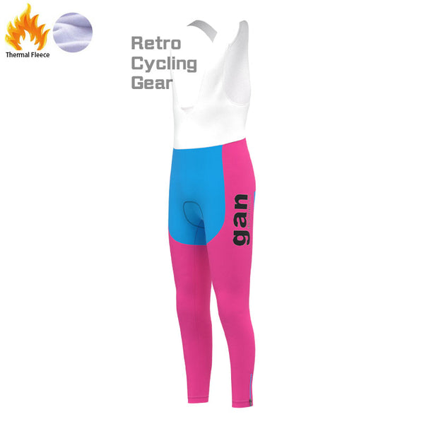 gan Blue-Pink Fleece Retro Cycling Pants