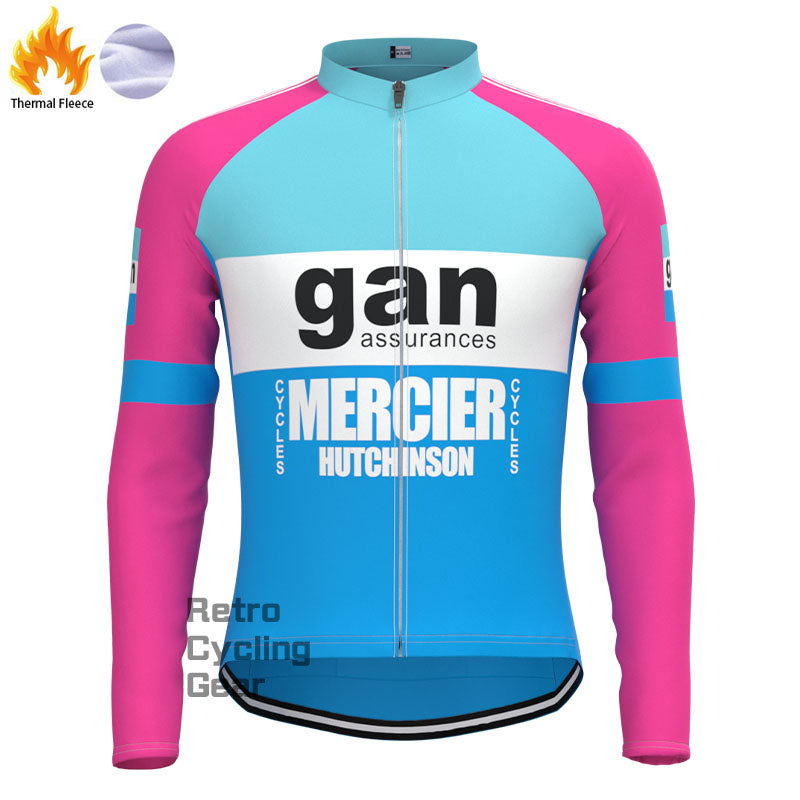 gan Blue-Pink Fleece Retro Cycling Kits