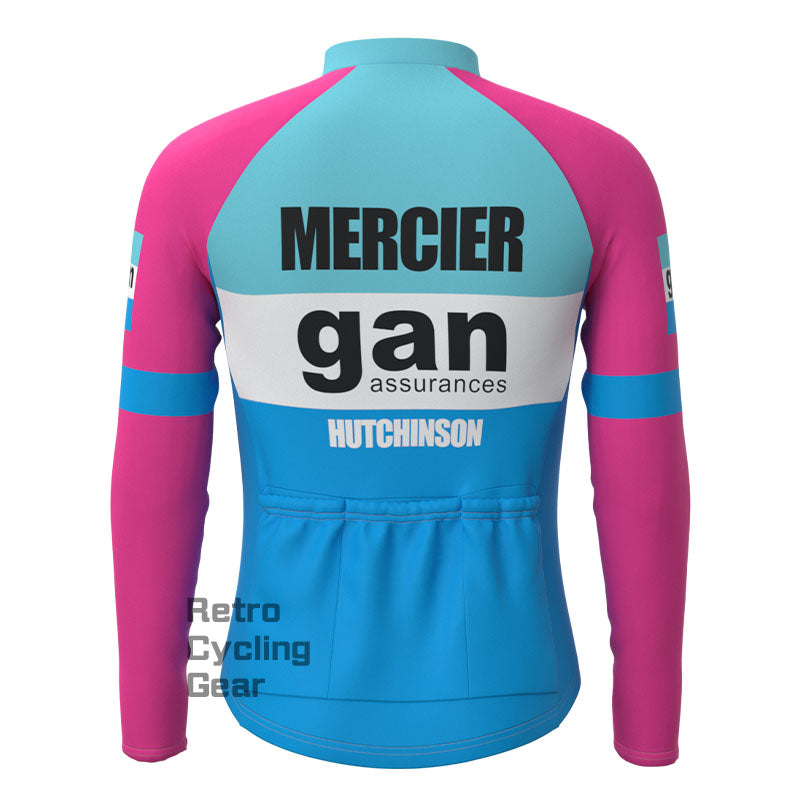 gan Blue-Pink Fleece Retro Cycling Kits