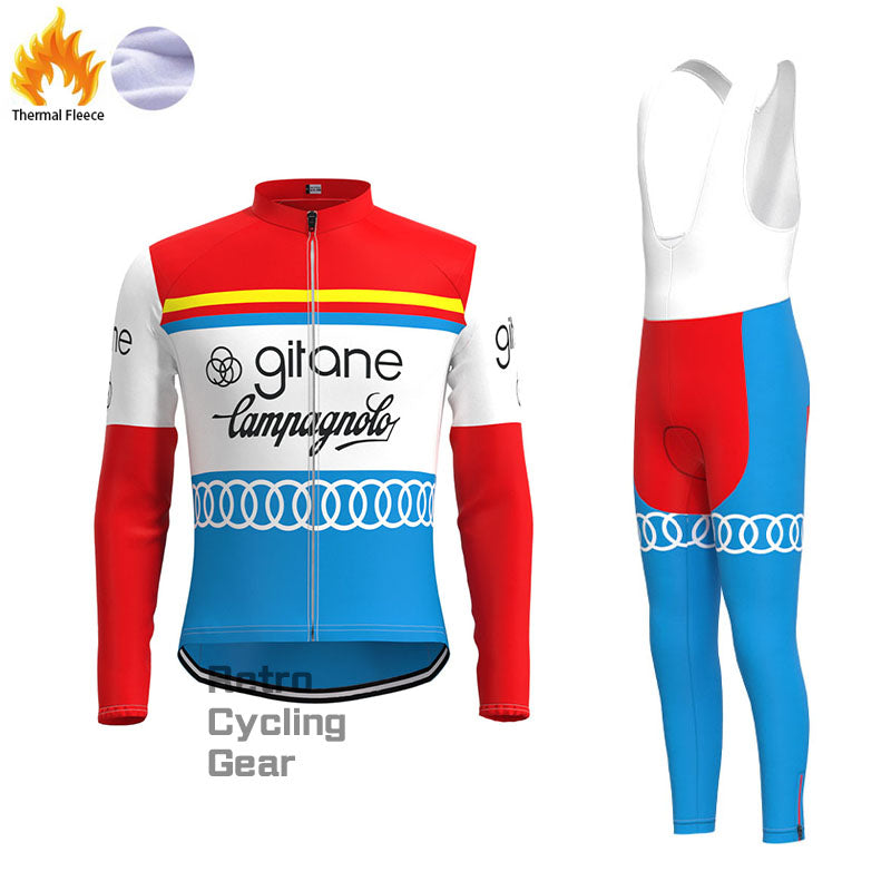 Gitane Rot-Blau-Fleece-Retro-Radsport-Sets