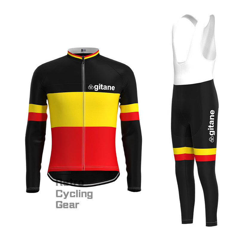 gitane Black-Red Retro Long Sleeve Cycling Kit